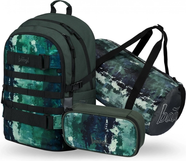 Set BAAGL Skate Forest: Rucksack, Federmäppchen und Sporttasche
