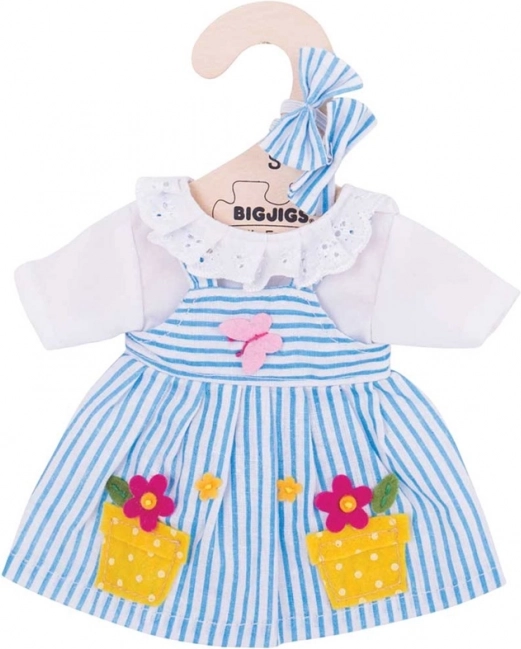 Blau gestreiftes Kleid für Puppe