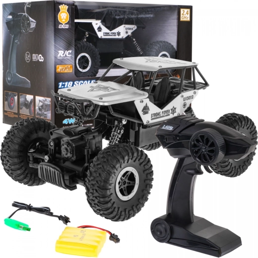 RC Geländewagen Crawler Monster 1:18 für Kinder ab 6 Jahren – Silber