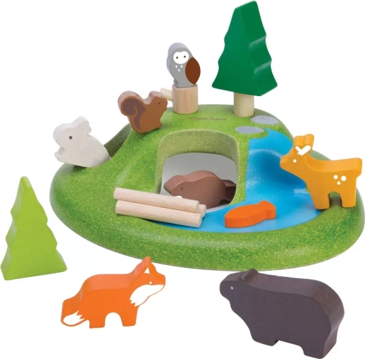 PlanToys Set mit Waldtieren und Landschaft