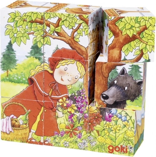 Goki Holz-Bilderwürfel mit Märchen, 9 Stück