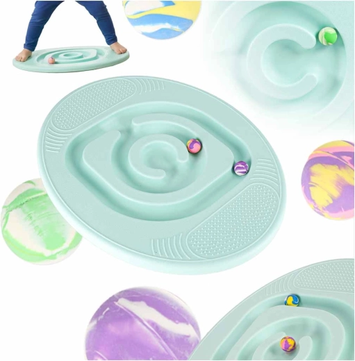 Mintgrünes Balanceboard für Kinder mit Kugellabyrinth