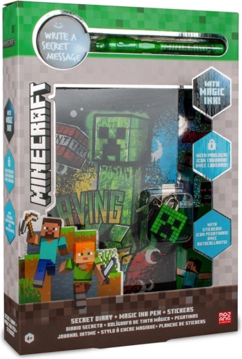 Minecraft Geheimes Tagebuch mit magischem UV-Stift und Stickern