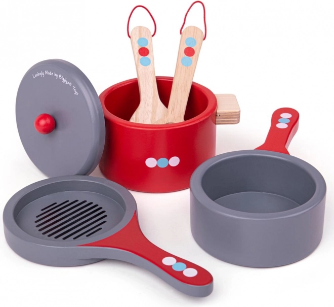 Bigjigs Toys Holzgeschirr-Set mit Punkten