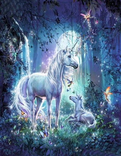 Norimpex Malen nach Zahlen Einhorn im Wald 40 × 50 cm