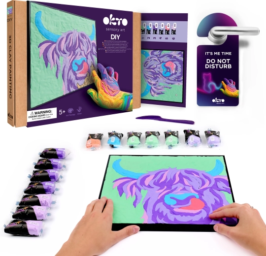 Okto Irisches Rind – Kreativset Malen mit Modelliermasse nach Zahlen 29 × 29 cm