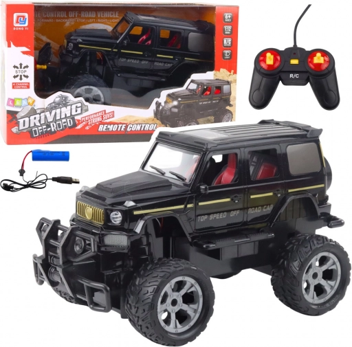 RC-Geländewagen mit Lichtern, Maßstab 1:12, schwarz