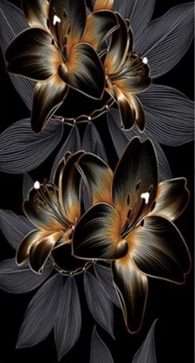 Diamantmalerei Lilie schwarz-gold 80 × 40 cm