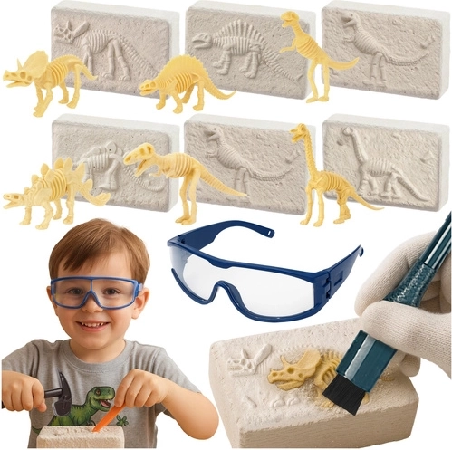 KRUZZEL Dino-Ausgrabungen 6-in-1 – Paläontologie-Set
