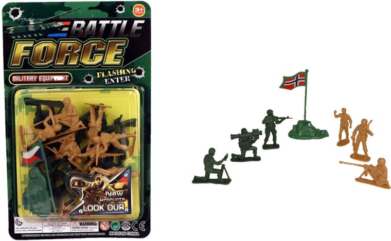 Militärset aus Kunststoff-Soldaten mit Fahne und Technik (21 Stk.)