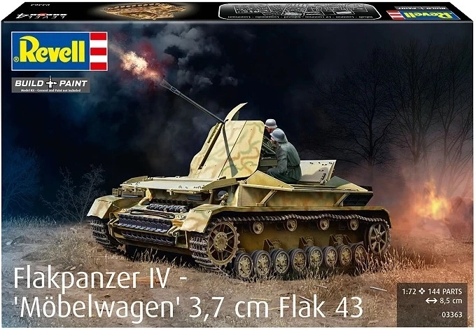 Plastikmodell des Panzers Flakpanzer IV 3,7 cm Flak 43 (1:72)