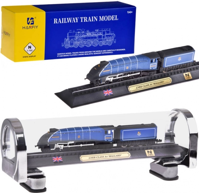 Sammlermodell der Lokomotive LNER Class A4 Mallard 1:160 in Präsentationsvitrine