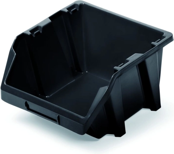 Kunststoff-Stapelbox mit offener Front Bineer Short, schwarz