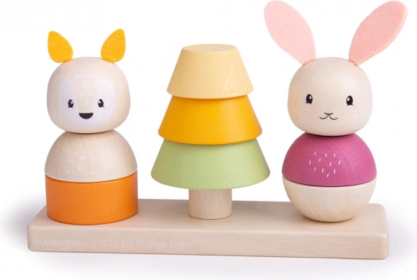 Bigjigs Baby hölzernes motorisches Steckspiel Fuchs und Häschen