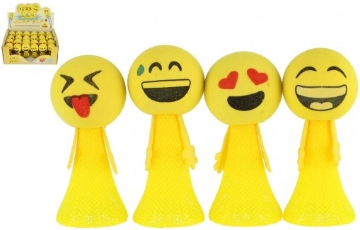 Springender Schaum-Smileyball 10 cm – Mix Emoticons, Box 24 Stk.