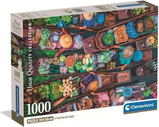 Clementoni Puzzle Schwimmender Markt in Thailand, 1000 Teile