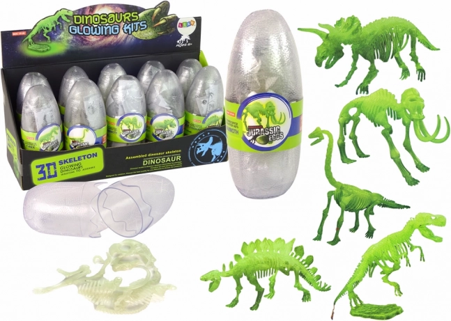 Leuchtendes 3D-Mammut-Skelett in einem Plastikei