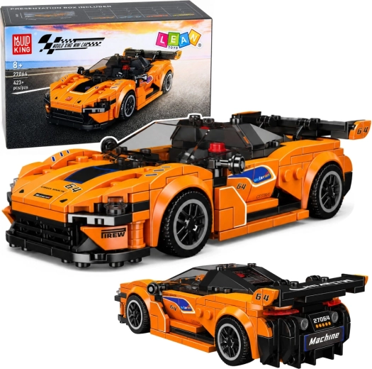 Konstruktionsbausatz Sportwagen orange mit Vitrine – 423 Teile