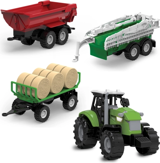 FARM SERVICE Traktor mit drei Anhängern mit Licht und Sound