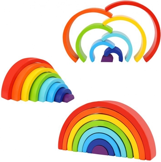 Holz-Regenbogen TOOKY TOY – kreatives Montessori-Steckspiel aus 8 Bögen