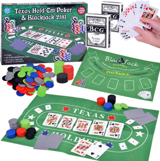 Kartenspiel Poker und Blackjack 2-in-1 Set