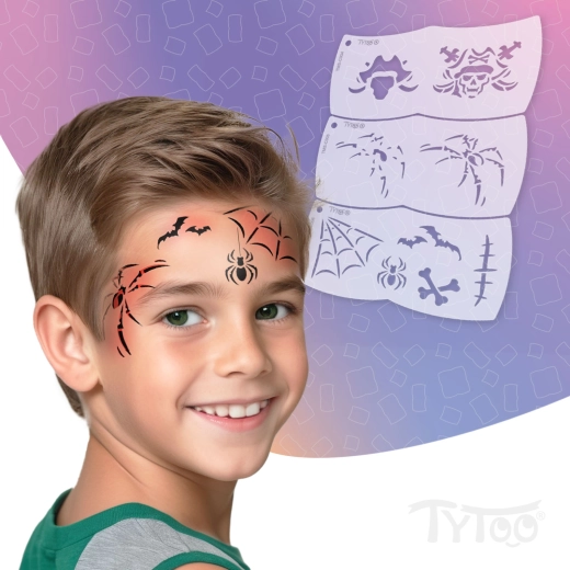 TyToo Mosaic Gesichtsmal-Schablonen Pirat und Spinne – 3 Stück