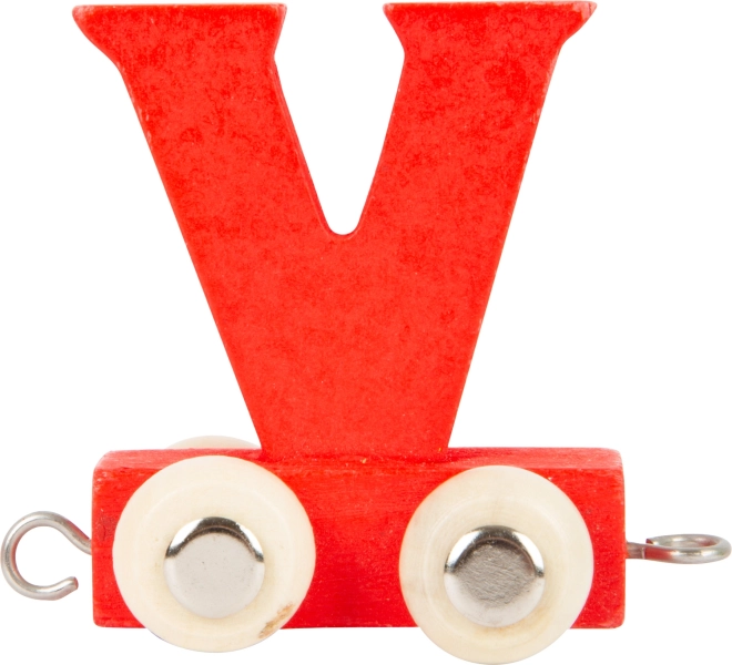 small foot Holzzug – Buchstabe V, bunter Waggon