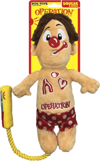 Plüsch-Hundespielzeug HASBRO Operation Cavity Sam mit Seil und Quietsche, 30 cm