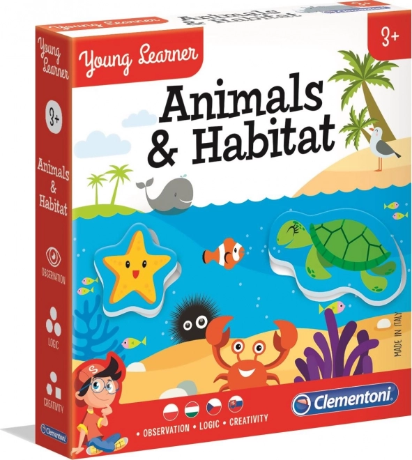 Clementoni Young Learner: Tiere und ihre Lebensräume Puzzle 6×3 Teile