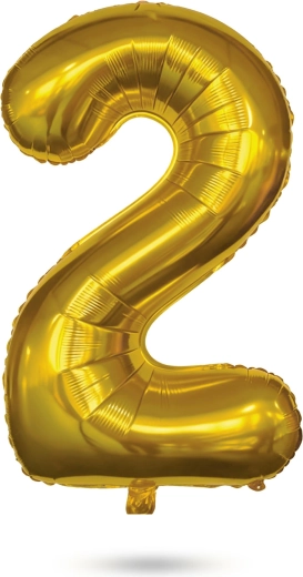 Folienballon mit der Zahl 2 zum Geburtstag – Gold
