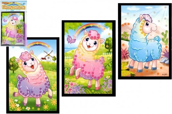 Glitzerndes Mini-Bild Lama 10 × 16 cm