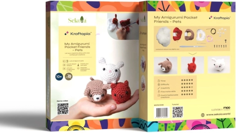 3 niedliche Amigurumi-Tierchen in einem Set