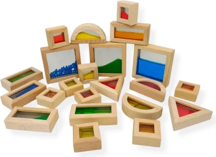 KABI sensorische Holzwürfel mit Sand, Wasser und Perlen