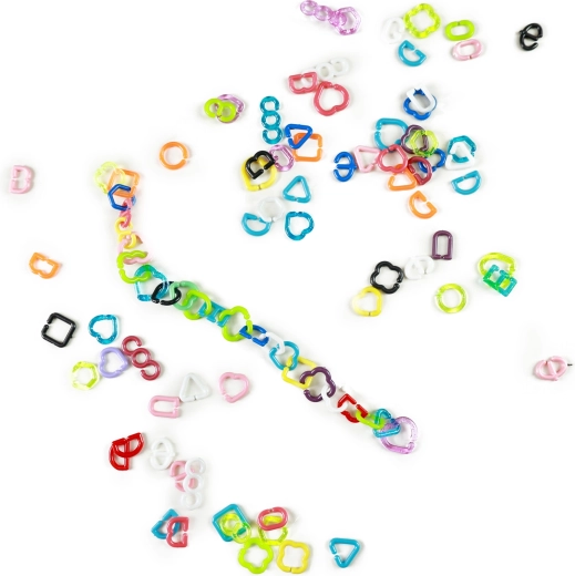 Zusammenhaken zu Ketten, Armbändern und Dekorationen