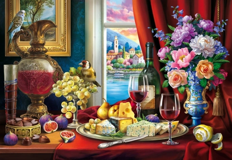 Puzzle Stillleben mit Wein 1000 Teile
