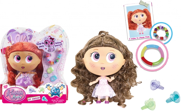 Puppe mit Zubehör und Armband 18 cm