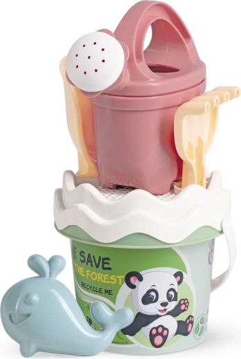 Pastellfarbenes recyceltes Sandspielzeug-Set mit Gießkanne – klein