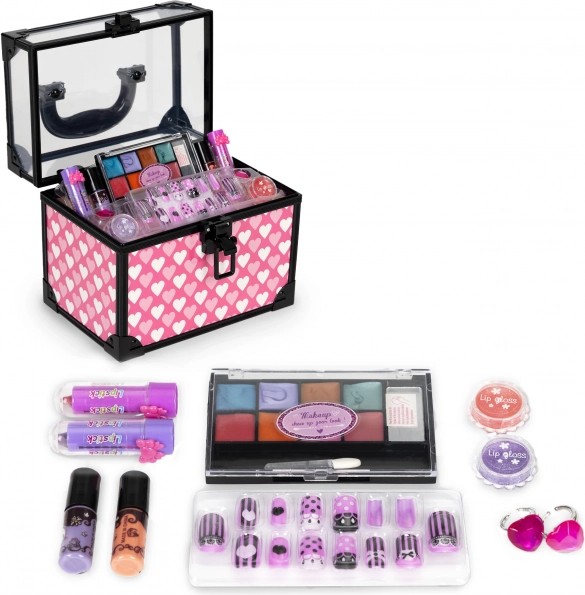 Kinderset mit Schminke und Nagellacken im Kosmetikköfferchen