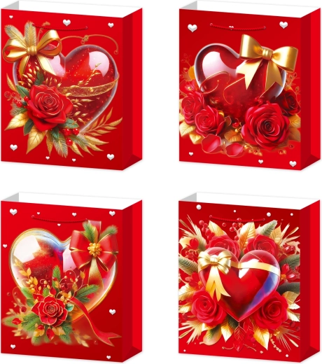Geschenktasche L Herz mit Schleife