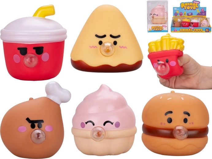 Weiche Fast-Food-Figur mit Sprechblase 6 cm