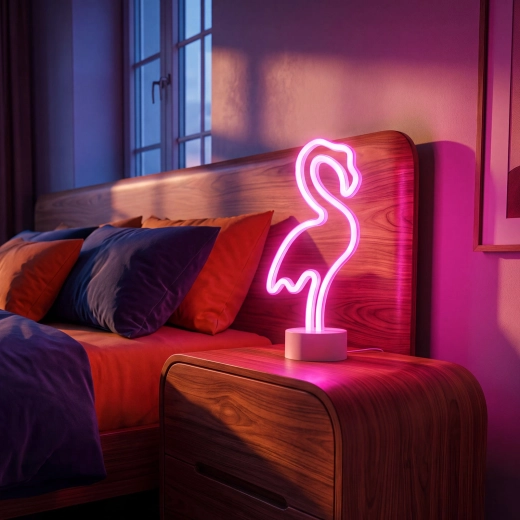 Neon-LED-Lampe rosa Flamingo