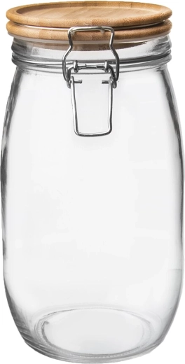 Glasvorratsdose mit Bambusdeckel und Bügelverschluss 2,3 l