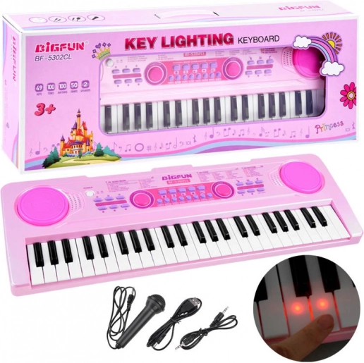 Elektronisches Kinderkeyboard BIGFUN mit beleuchteten Tasten, 49 Tasten