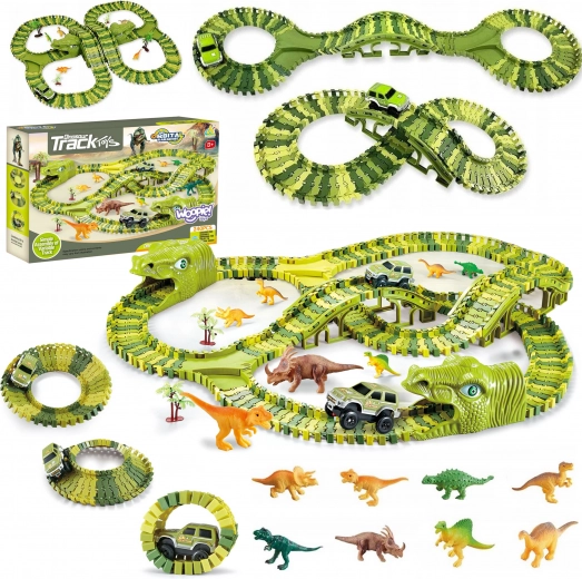 riesige Dinosaurier-Rennbahn mit Auto und Figuren