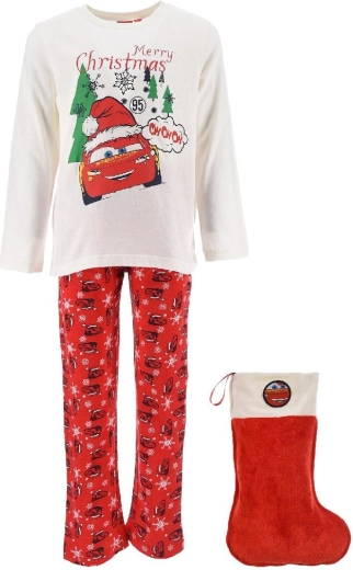 Weihnachtlicher Cars-Pyjama mit Weihnachtsstrumpf