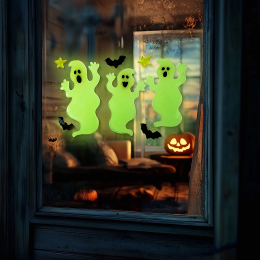 Phosphoreszierende Halloween-Fensterdekoration mit Geist – 1 Stück
