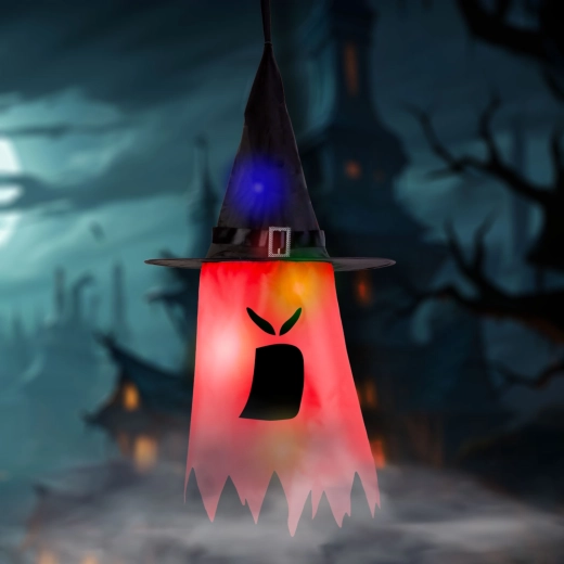 Hängende Halloween-LED-Dekoration Geist, rot