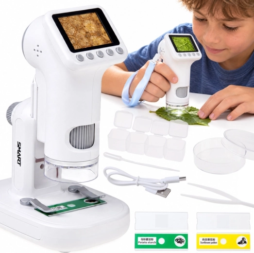 Digitales Kindermikroskop mit LCD-Display und bis zu 1600-facher Vergrößerung