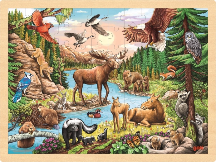 GOKI Holzpuzzle Wildnis Nordamerikas 96 Teile