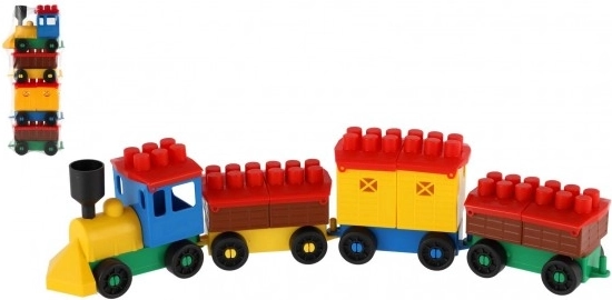 Bausteinzug mit 3 Waggons LORI im Beutel